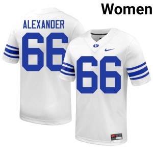 Brigham Alexander College Football White Womens #66 Alumni Brigham Young University Cougars Jersey 856932-975