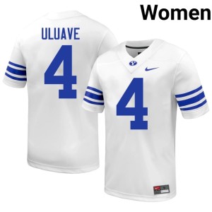 Cade Uluave White College Football University BYU Cougs Women #4 Jerseys 257473-315