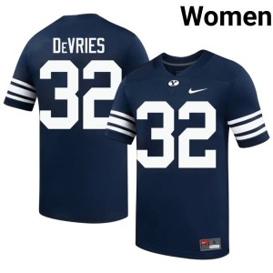 Cannon DeVries #32 Women Navy Cougs College Football High School Jersey 396655-968