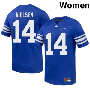 Gifford Nielsen BYU Cougs #14 Embroidery Royal College Football Womens Jersey 495891-678