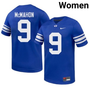 Jim McMahon Stitched The Y #9 Womens Royal College Football Jerseys 270663-489