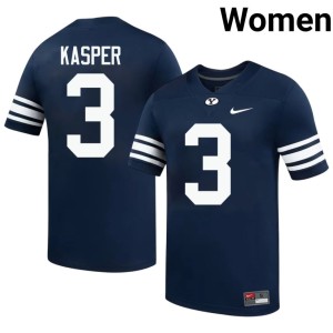 Kyler Kasper Navy Women's BYU Cougs College Football University #3 Jersey 482789-151