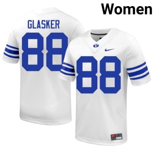 Legend Glasker Women's Official College Football #88 Brigham Young University Cougars White Jerseys 161998-568