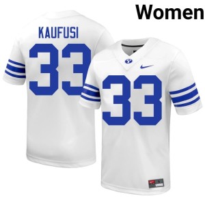 Maika Kaufusi White College Football BYU Game #33 Womens Jerseys 400239-542