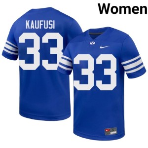 Maika Kaufusi #33 BYU NCAA Royal College Football Women's Jersey 266611-532