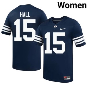 Max Hall Brigham Young University Cougars College Football #15 Alumni Women Navy Jerseys 104143-295