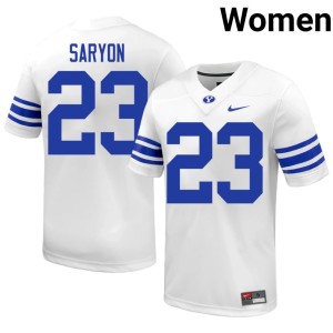 Terrance Saryon #23 Brigham Young University Cougars Women White High School College Football Jerseys 856591-721