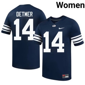 Ty Detmer Navy Womens #14 College Football BYU Cougars Player Jerseys 558400-161