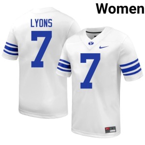 Walker Lyons College Football Womens #7 White BYU Official Jersey 212157-810