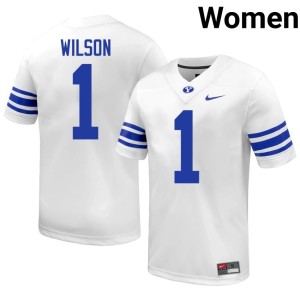 Zach Wilson #1 White College Football Women High School BYU Jerseys 319262-103
