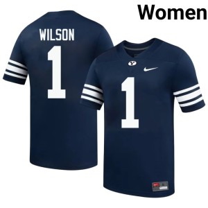Zach Wilson Stitched #1 BYU Navy Women's College Football Jersey 733442-443