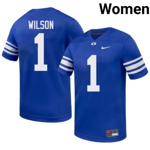 Zach Wilson Brigham Young University Cougars High School #1 College Football Royal Women's Jerseys 507276-223