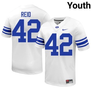 Adney Reid High School Brigham Young University #42 Youth College Football White Jersey 753306-340