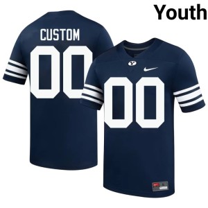 Custom College Football Brigham Young University Youth #00 NCAA Navy Jersey 483370-436