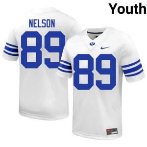Jett Nelson #89 College Football BYU Cougs Youth NCAA White Jerseys 514360-931