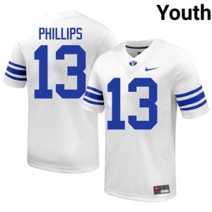 Jojo Phillips BYU Youth College Football 2026-27 White #13 Jerseys 782027-937