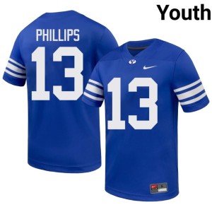 Jojo Phillips College Football Embroidery Youth Royal #13 Go Cougars Jerseys 871186-873