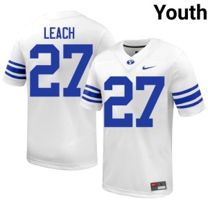 Matthias Leach Youth Brigham Young University Official #27 White College Football Jerseys 431343-901