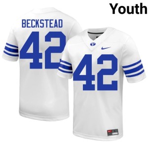 Micah Beckstead University BYU #42 White Youth College Football Jerseys 340284-579