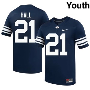 Miles Hall College Football #21 Navy Go Cougars Youth Embroidery Jerseys 132496-873