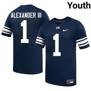 Therrian Alexander III Youth Navy BYU Cougars College Football NCAA #1 Jerseys 571082-207