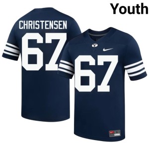 Brady Christensen Youth College Football #67 Brigham Young University Cougars Navy University Jersey 723385-170
