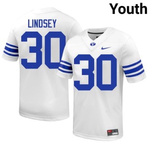 Braxton Lindsey Cougars White College Football #30 Youth Stitched Jersey 136612-615