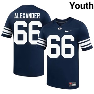 Brigham Alexander Navy #66 Embroidery Youth College Football Brigham Young University Jersey 438004-916