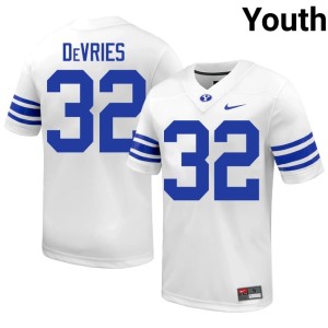 Cannon DeVries High School College Football White #32 Youth Cougars Jersey 193374-197