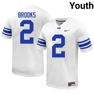 Chris Brooks NCAA College Football #2 White Youth Brigham Young University Jersey 961008-886