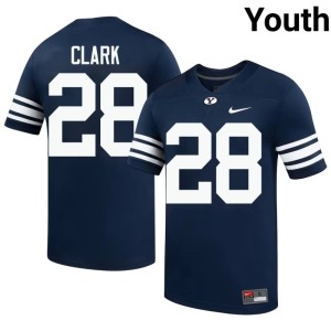 Crew Clark Navy College Football Brigham Young University Cougars Youth #28 University Jersey 686803-302
