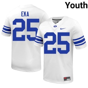 Devaughn Eka University College Football #25 Youth White BYU Cougars Jersey 752526-173