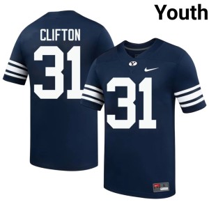 Jake Clifton #31 Official Youth Navy BYU Cougars College Football Jerseys 468473-158