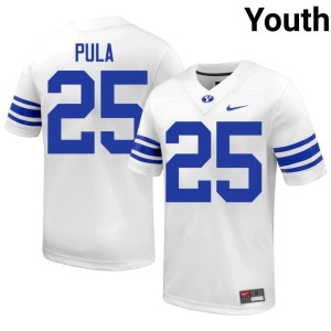 Kennan Pula White College Football University BYU Youth #25 Jersey 771352-386