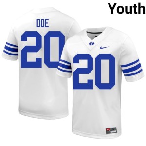 Kevin Doe #20 Game White BYU Cougars College Football Youth Jerseys 281326-366