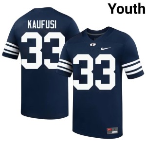 Maika Kaufusi Go Cougars Navy University #33 College Football Youth Jersey 793453-336