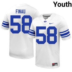 Paki Finau #58 College Football High School White Youth Brigham Young University Jersey 796528-110