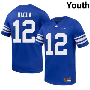 Puka Nacua Youth Royal BYU Cougs #12 College Football Embroidery Jerseys 621169-841