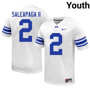 Roger Saleapaga II Youth #2 White College Football Replica BYU Cougars Jerseys 183166-651